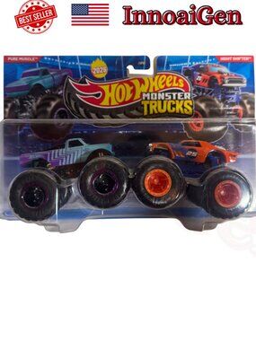 Hot Wheels Monster Trucks Demolition Doubles Night Shifter & Pure Muscle 1:64